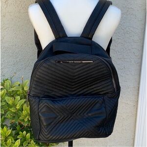 Steve Madden Black Faux Leather Quilted Backpack